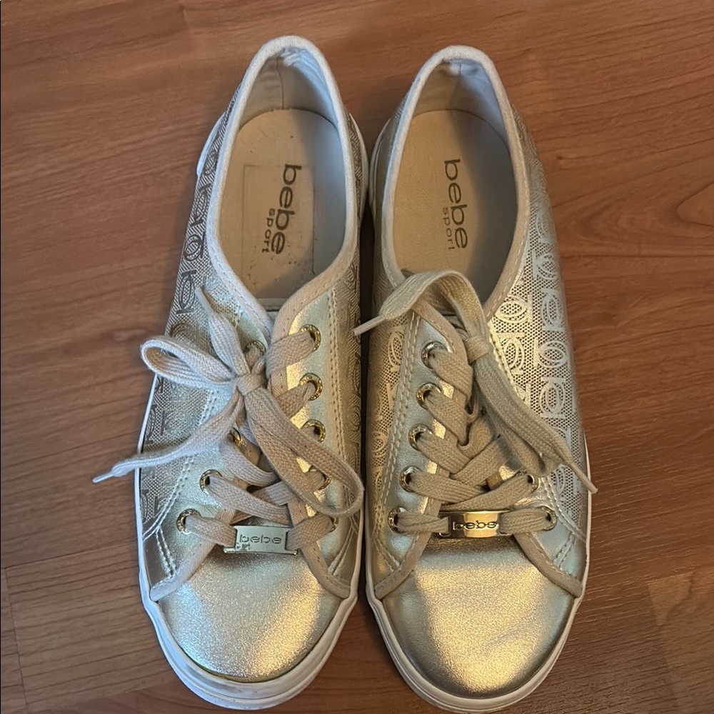 bebe Sport Women's Metallic Gold Low-Top Sneakers
